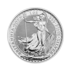 1 troy ounce zilveren Britannia munt 2023 voorkant