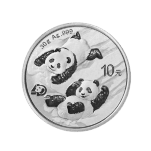 Zilveren Panda munt 30 gram 2022 voorkant