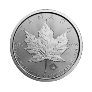 1 troy ounce platina Maple Leaf munt 2023 voorkant