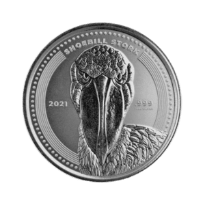 Shoebill Stork 1 troy ounce zilveren munt 2021 voorkant